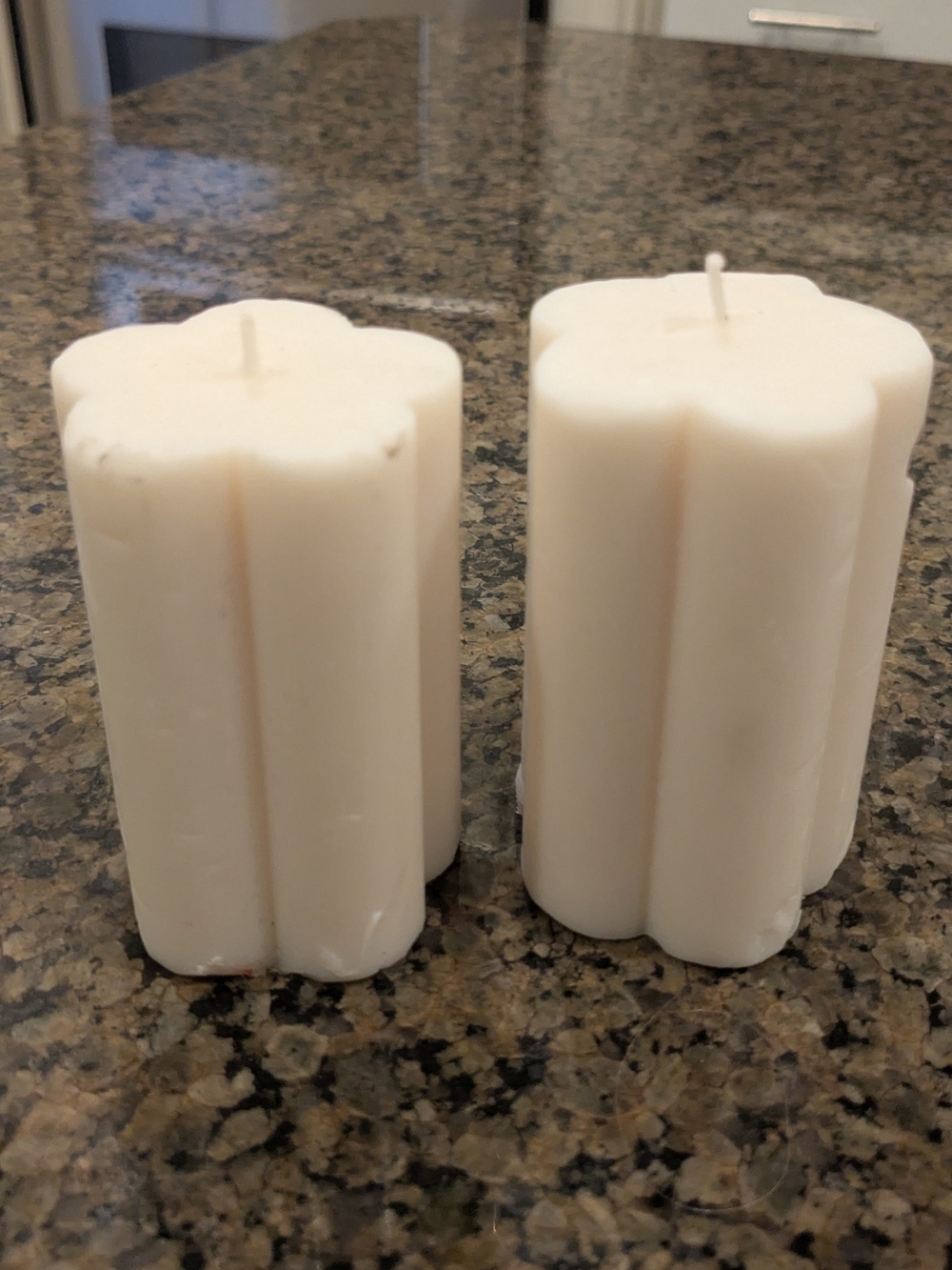 White Flower Decorative Pillar Candles -